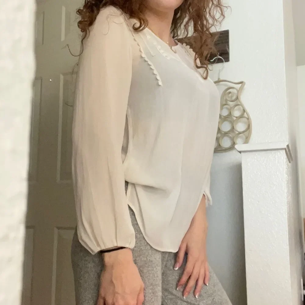 ZARA Boho sheer‎ blouse size medium cream/off white